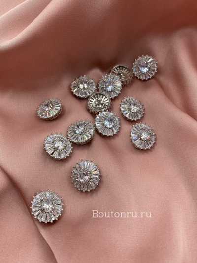 Пуговицы серебро стразы горный хрусталь