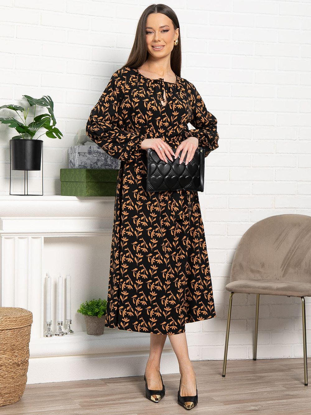 Платье Аура с поясом (черное) П15121-10М LT Collection