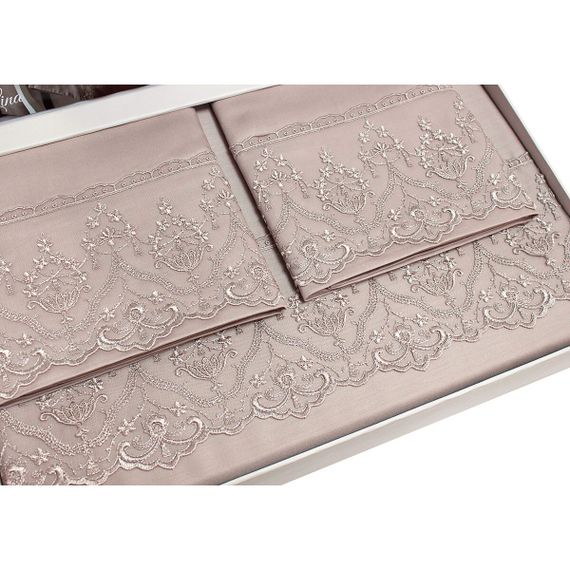 Постельное белье Lina (лате) с кружевом  deluxe TIVOLYO HOME Турция