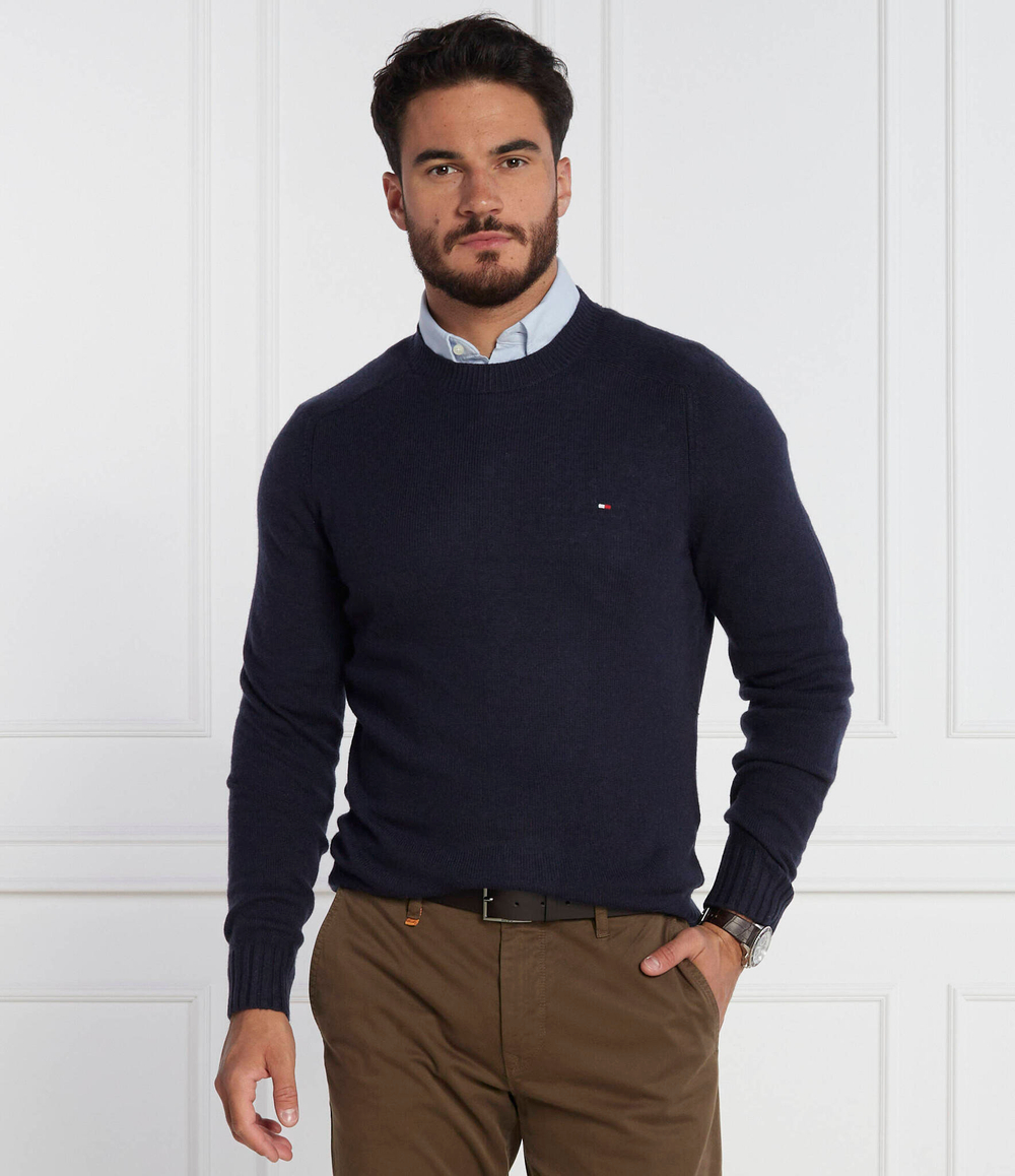 Хлопковый свитер multi htr merino crew neck Tommy Hilfiger - темно-синий(MW0MW33100)