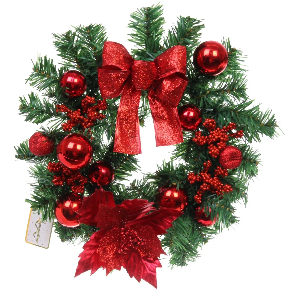 Венок хвойный «Сказочное украшение» d-30 см, ПВХ, Красный