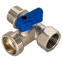 Кран шар. д/быт. прибор. 1/2"х3/4"х1/2" г/ш/ш флажок, никел. CTM CA3N1234