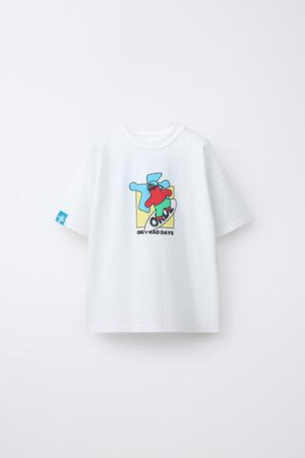 ZARA ФУТБОЛКА С ЛОГОТИПОМ, БЕЛЫЙ