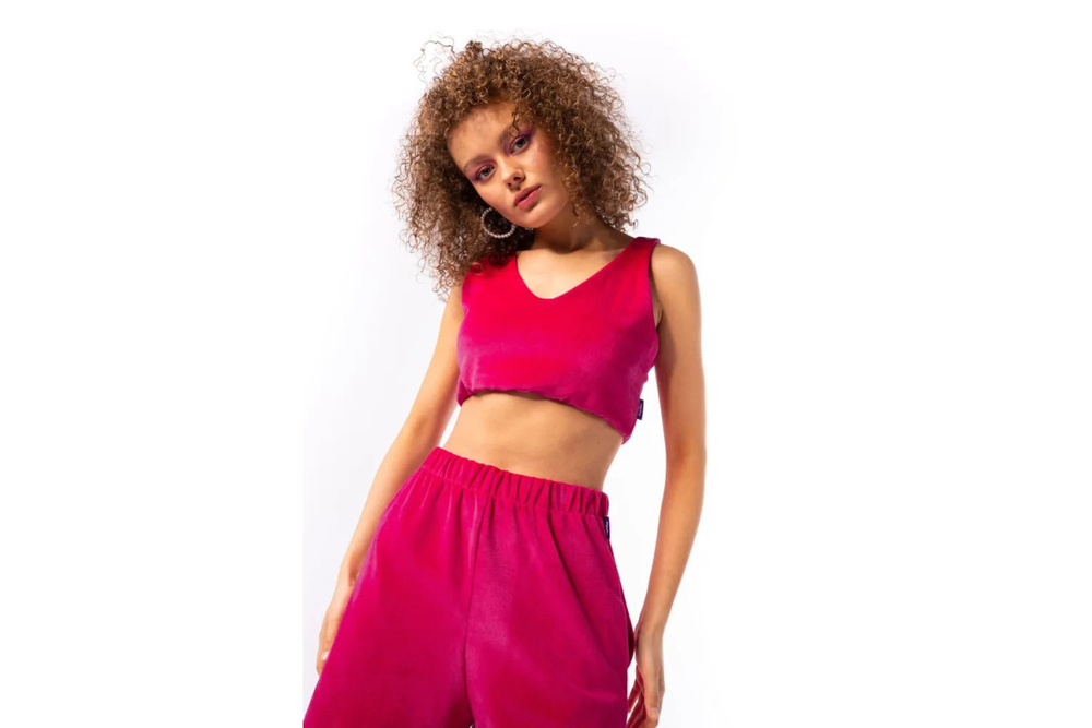 Велюровый топ Home One Velour, фуксия, размер S