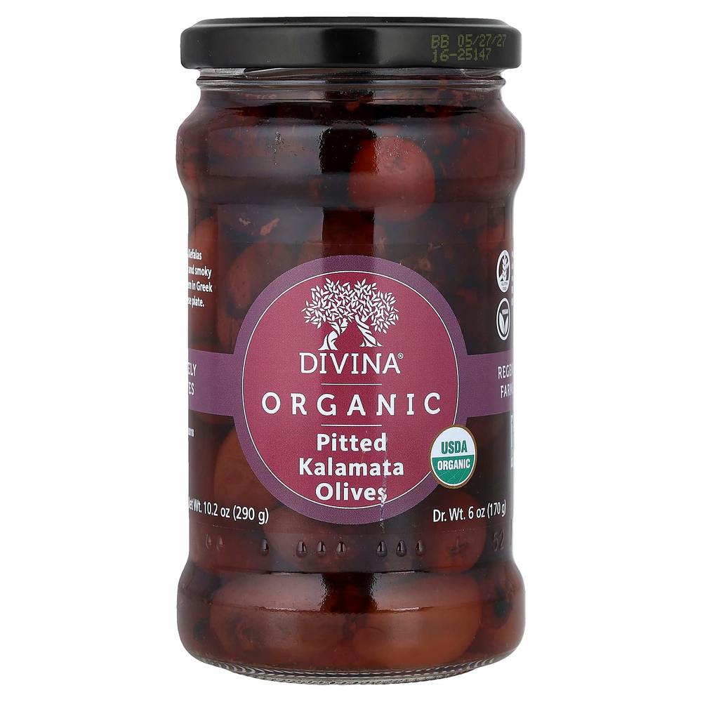 Divina, органические оливки Каламата без косточек, 290 г (10,2 унции)