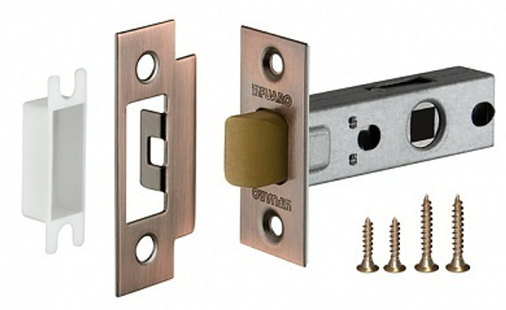 [ТОВАРА НЕТ В НАЛИЧИИ] Защелка врезная пластик Фуаро PLASTIC P12-45-25 AC, цвет медь (гарантия - 12 месяцев)