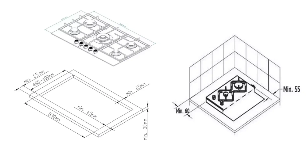 Газовая варочная панель Kuppersberg FG 98 B