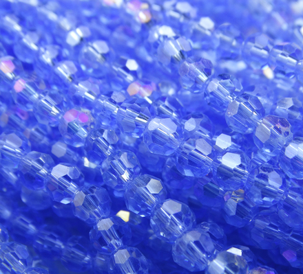 БШ017ДС4 Хрустальные бусины "32 грани", цвет: светло-голубой AB прозрачный, 4 мм, кол-во: 95-100 шт.