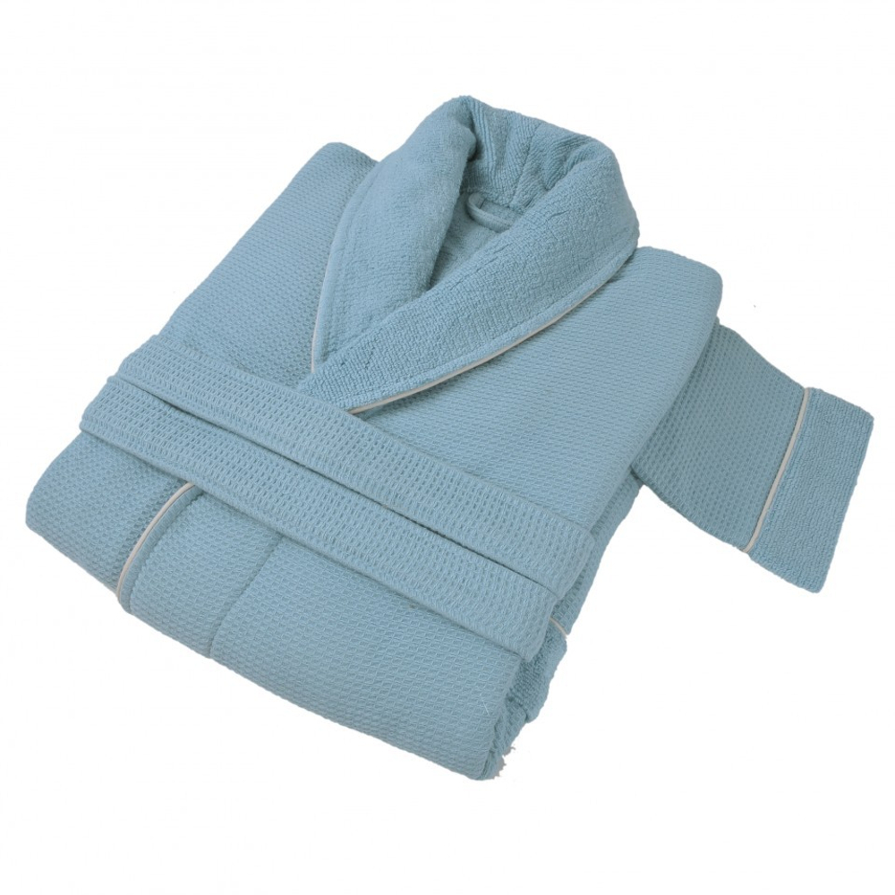 Элитный халат мужской вафельный Tosya голубой от Hamam Турция