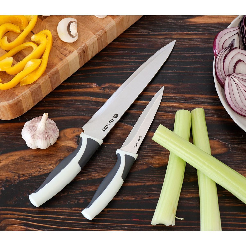 Набор ножей 5 пр, 20;20;12.5;9 см, нерж сталь, рук пласт, с подст, Daniks, Маренго, JA20190132