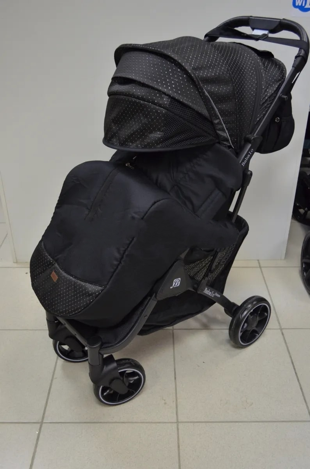 Коляска прогулочная Babalo 2022 Звезда текстиль на чёрной раме с сумкой