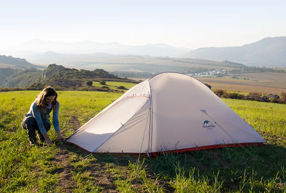 Палатка Naturehike Cloud Up Si 1-местная, алюминиевый каркас, сверхлегкая, серо-красный