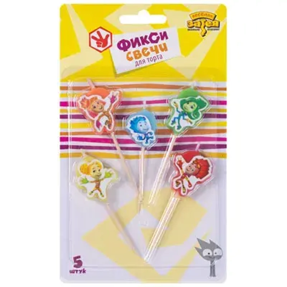Свечи для торта на пиках Фиксики 5шт