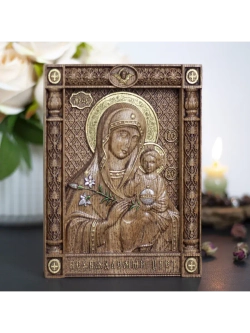 Неувядаемый Цвет икона Божией Матери деревянная, ясень