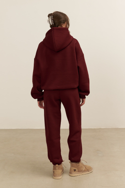 Джоггеры OVERSIZE, с начесом, бордовые