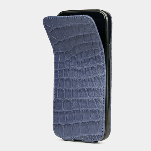 Special order: Чехол для iPhone 12/12Pro из кожи крокодила, голубого цвета