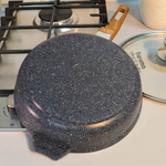 Сковорода 24см Premium blue с несъемной ручкой и стеклянной крышкой