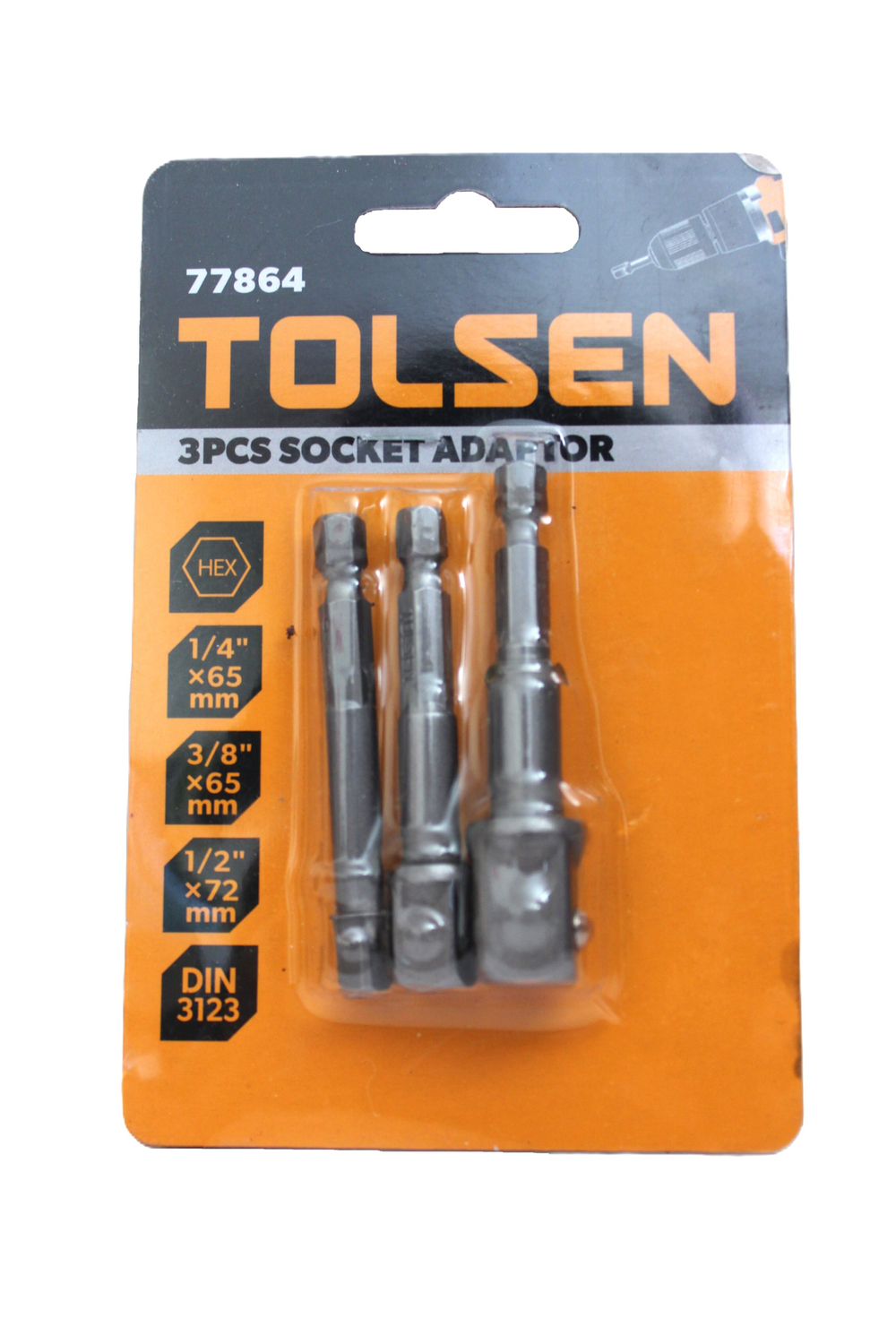 Адаптеры TOLSEN шестигранные 3шт. 1/4"; 3/8"; 1/2" HEX ¼" 77864