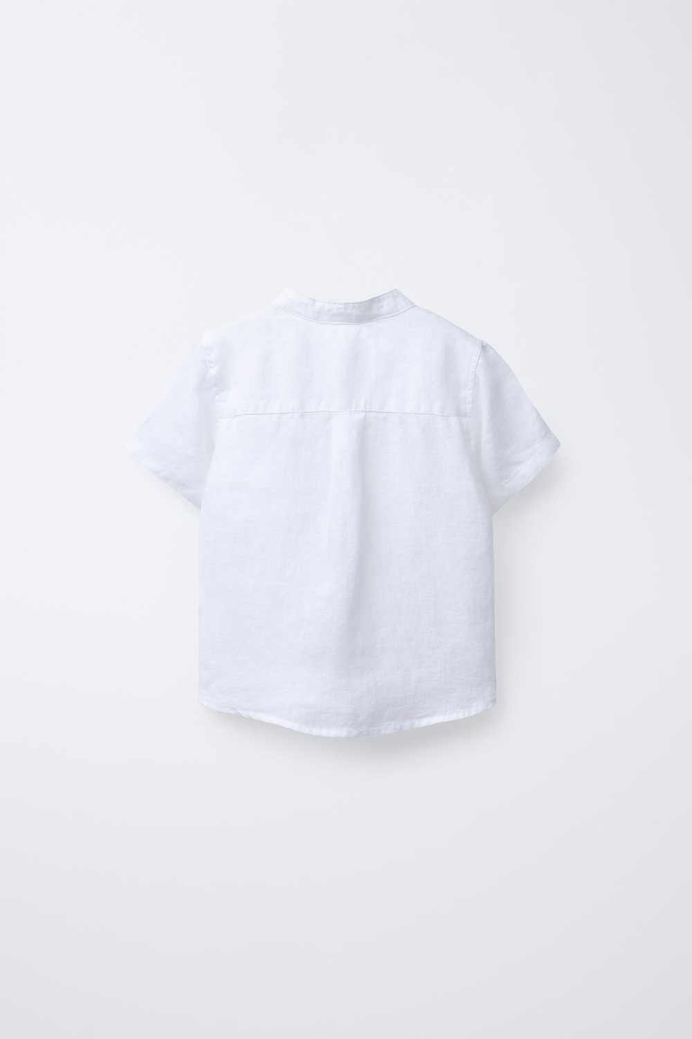 ZARA РУБАШКА ИЗО ЛЬНА С ВОРОТНИКОМ-СТОЙКОЙ, ЭКРЮ