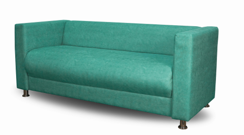 Диван прямой офисный с подлокотниками Пауза из искусственной замши Изумрудный (Плутон 823)