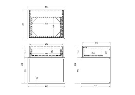 KFG131 Тумба зерк. с ящиком каркас н/ж сталь хром 50*40*50см