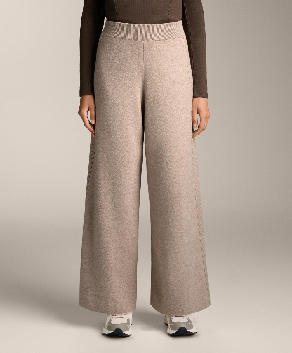 OYSHO Широкие трикотажные брюки с резинкой по бокам, серо-коричневый