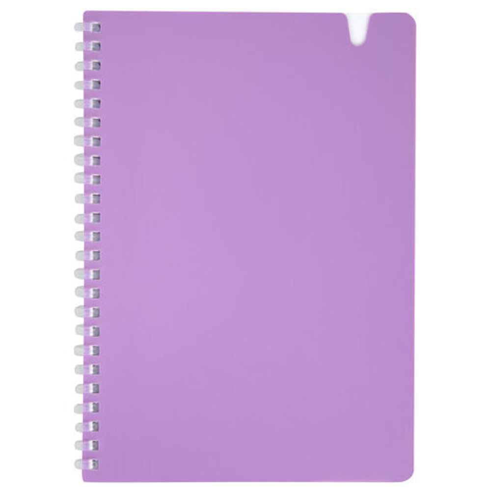 Тетрадь обложка пластик, А5 80 л., гребень мягкий, вырубка для ручки, клетка, BRAUBERG, сиреневый, 405379