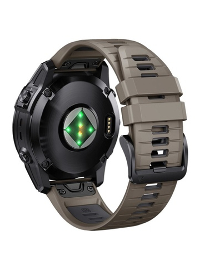 Ремешок двухцветный QuickFit 26 мм для Garmin Fenix 7x/6x/5x/5x plus/3, Descent, Tactix, Enduro, D2, Instinct 2X силиконовый (S26-PRO7X-2-KORG)