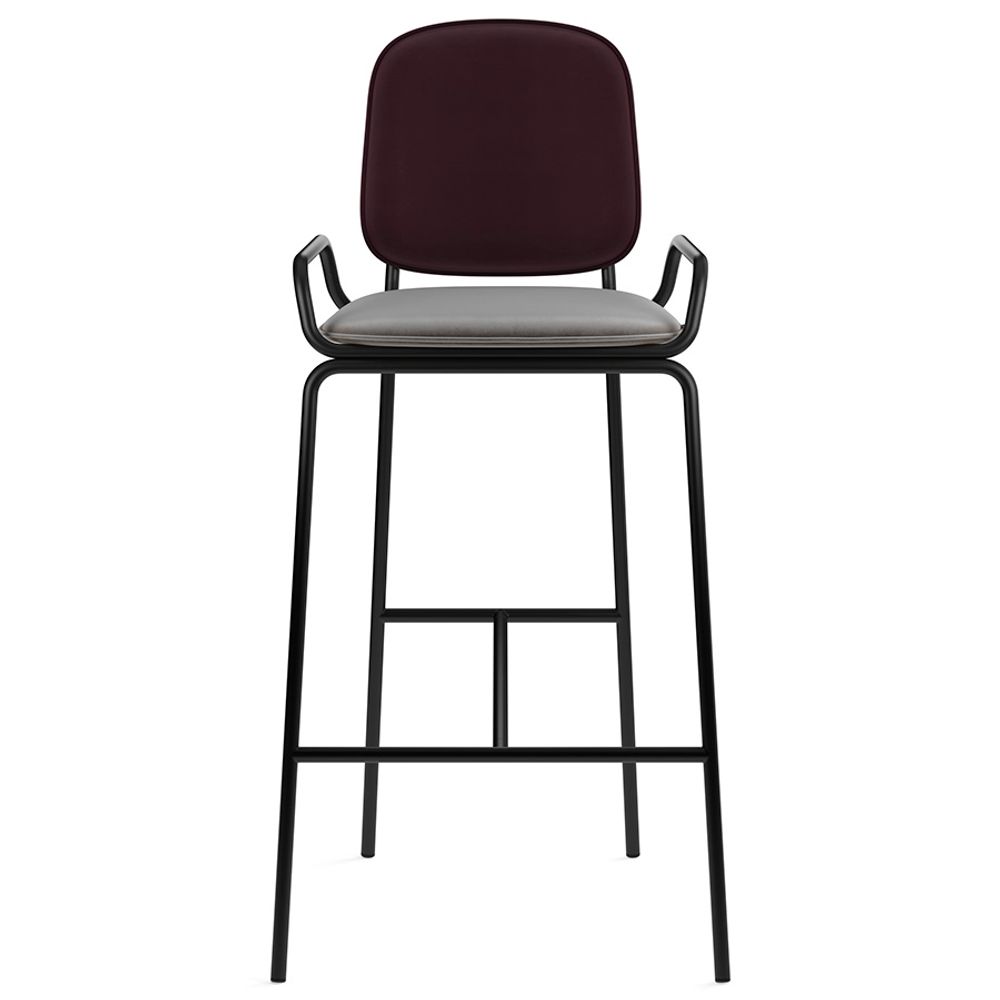 Стул барный Ror, 2 Frame, велюр, черный/пурпурный/серый
