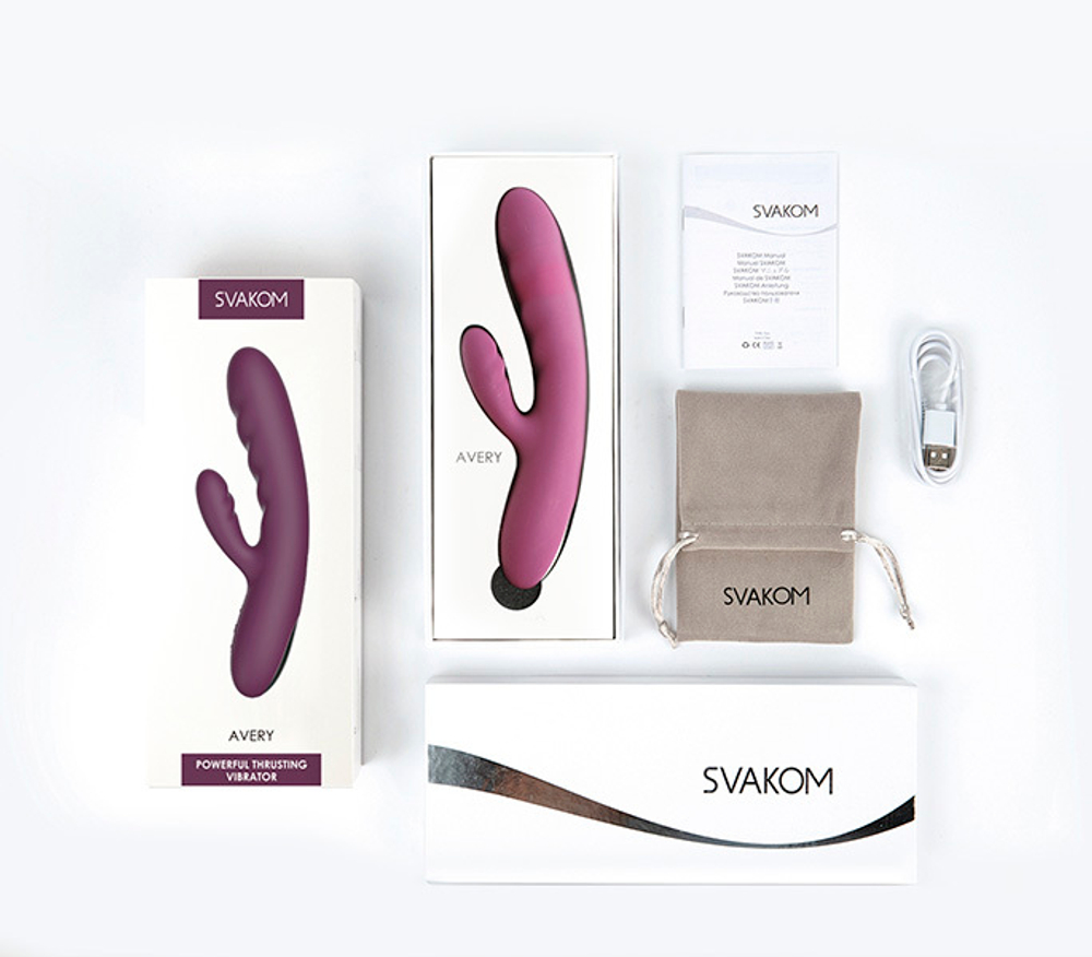 Сливовый вибратор-кролик 18,6см с возвратно-поступательными движениями Svakom Avery S59-LL