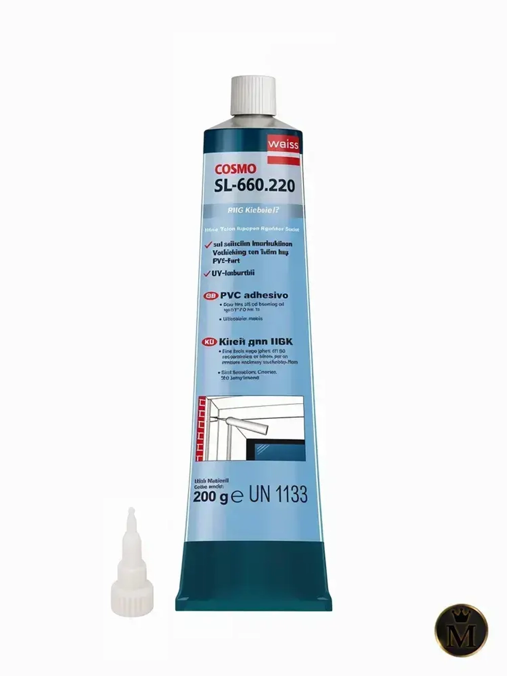 "Жидкий пластик" Диффузионный клей для жесткого ПВХ, COSMOFEN Plus-S, 200гр, белый SL-660.220