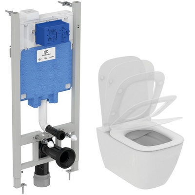 Промо-комлект 2 в 1 T533001 i.life B Подвесной безободковый унитаз с технологией RimLS+, сиденье и крышка Ideal Standard i.life B T500301,встраиваемая инсталляция R046367 PROSYS 2.0