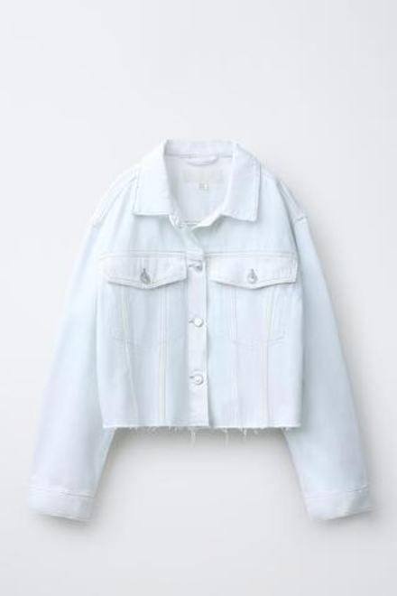 ZARA УКОРОЧЕННАЯ ДЖИНСОВАЯ КУРТКА, СИНЕВАТЫЙ