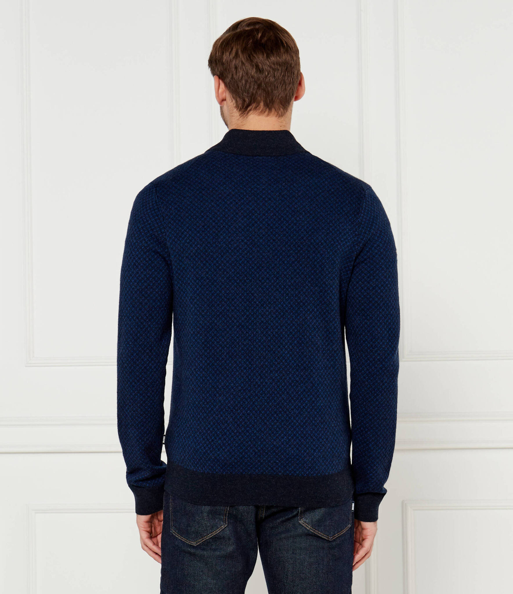 Шерстяной кардиган H-Eltorno BOSS BLACK - темно-синий(50528314)