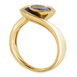 Кольцо с Танзанитом и Бриллиантами, Эмаль, R0123-3/2