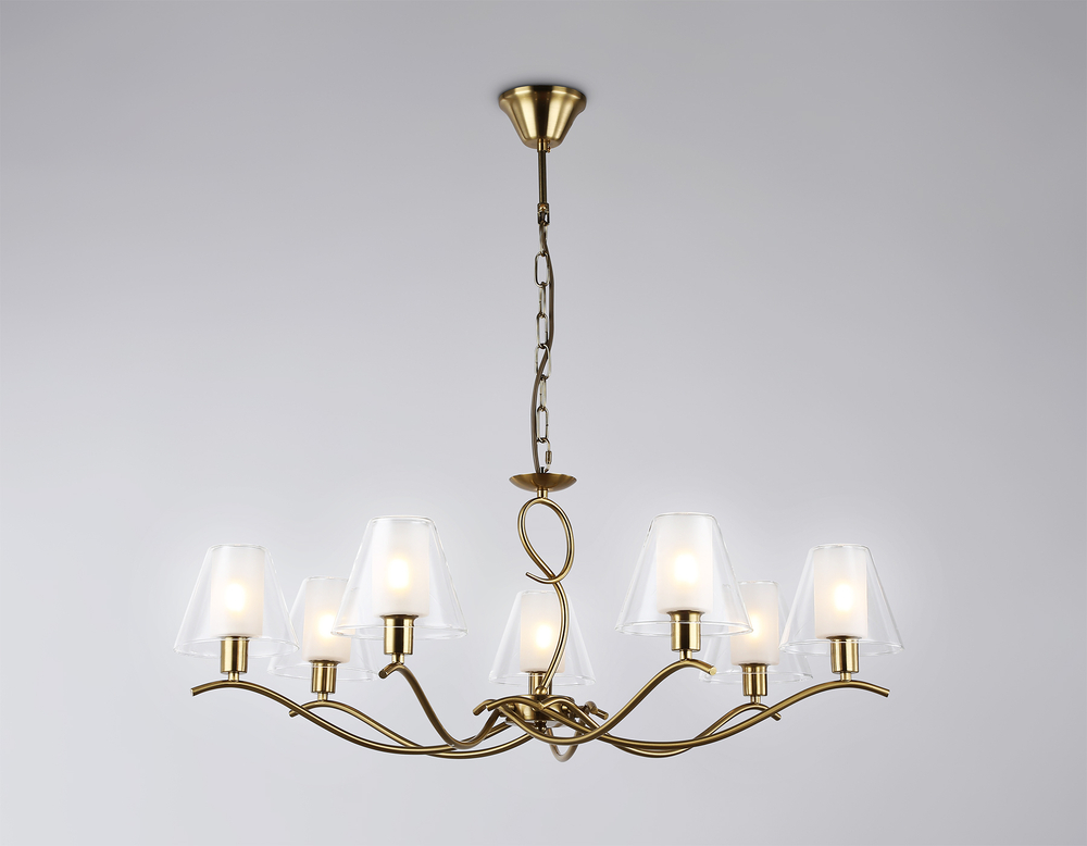 Светильник подвесной LH57093/7 BS/FR латунь/белый матовый E14/7 max 40W D840*790