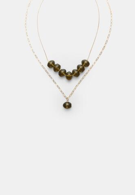 STRADIVARIUS Комплект из 2 ожерелий, оливково-зеленый