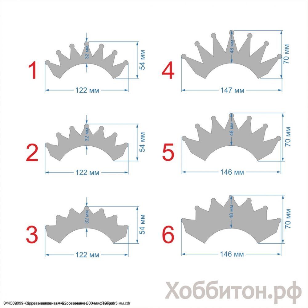 Шаблон &#39;&#39;Корона наклонная 4-2, основание 30 мм&#39;&#39; , ПЭТ 0,7 мм (1уп = 5шт)