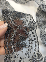 кружево на органзе вышивка шелк/хлопок/люрекс (Франция) ш-6,5 см цена за 1м