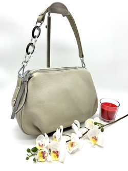 Фото женская светло-бежевая маленькая сумочка из экокожи  Dublecity