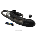 Черная закрытая вибронасадка 19,2см с подхватом мошонки и стимулятором клитора Pretty Love Cuper Penis Sleeve BI-026239