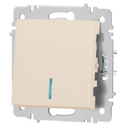 Выключатель Intro Accent 6-102-02 с подсветкой, 10А-250В, IP20, СУ, AL/CU, слоновая кость