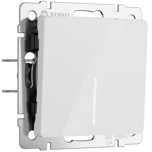 Выключатель одноклавишный проходной с подсветкой (белый акрил) W1112141