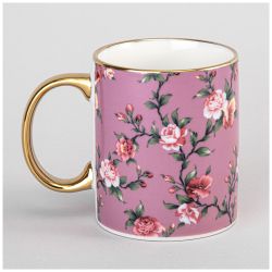 КРУЖКА LEFARD 340МЛ РОЗОВАЯ ЦВЕТЫ МАЛ УП=12ШТ