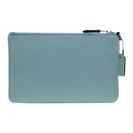 COACH Wristlet Pebbled Leather Pochette Clutch Wrist Bag Small Women"s Sage Green