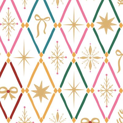 Цирковые ромбики с бантиками, снежинками, звездочки. Новогодняя сетка