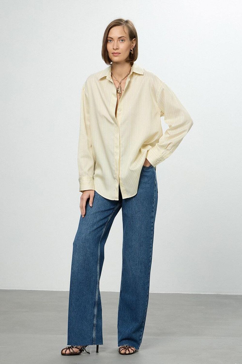 Рубашка Хельсинки вискоза желтая полоска