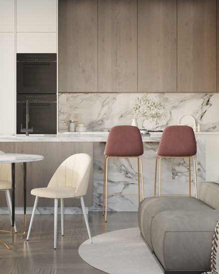 Стул барный Валенсия SN велюр пыльно-розовый золотые ножки