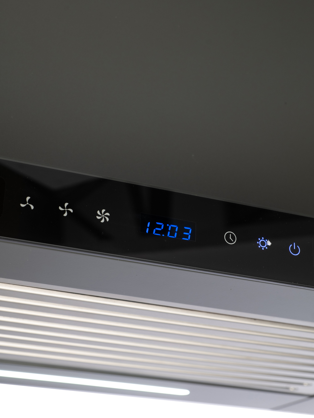 Вытяжка кухонная MACBI Perfa-60G-baf (GREY) серый, D150мм, 1200м3/ч, полновстраиваемая, мотор 230Ватт, стекло 60см, сенсорное управление + управление жестами