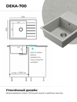 Мойка POLYGRAN DEKA-700 серый №14